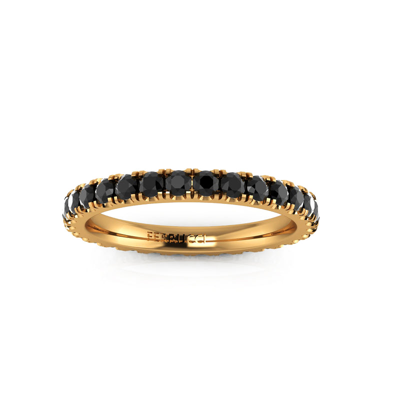 1.00 Carat Black Diamonds Stackable Eternity Band 18 Karat Yellow Gold - FERRUCCI & CO. Jewelry