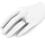 2.5 Carat Horizontal Oval Aquamarine and White Diamonds Pavé Line Platinum