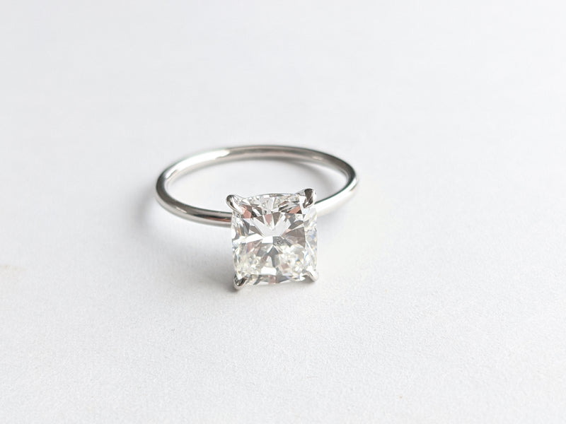 GIA Certified 2.01 Carat Cushion Diamond H color Platinum Solitaire - FERRUCCI & CO. Jewelry