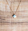 White Agate Pyramid Necklace Pendant in 18 Karat Yellow Gold