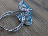 14.06 Carat Emerald Cut Aquamarine Diamonds Platinum Ring