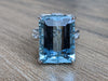 14.06 Carat Emerald Cut Aquamarine Diamonds Platinum Ring