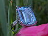 14.06 Carat Emerald Cut Aquamarine Diamonds Platinum Ring