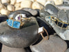 Swiss Blue Topaz Three Pyramids Ring 18K Yellow Gold
