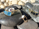 Swiss Blue Topaz Three Pyramids Ring 18K Yellow Gold