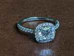 1.5 carats Cushion Diamond GIA Certified with Halo and Pavé Diamond Setting in Platinum 950