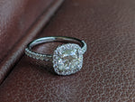 1.5 carats Cushion Diamond GIA Certified with Halo and Pavé Diamond Setting in Platinum 950