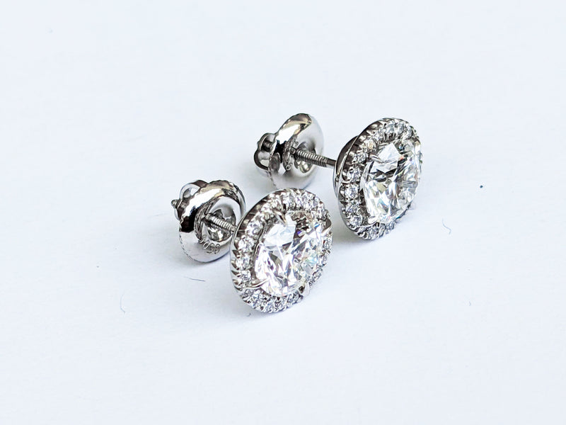 Halo Round Diamond Stud Earrings