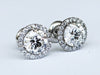 GIA Certified 2.26 Carat Diamonds Platinum Halo Stud Earrings Screw Back Post