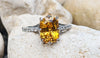 4.5 Carat Emerald Cut Yellow Sapph Diamond Pave' Platinum Ring