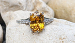4.5 Carat Emerald Cut Yellow Sapph Diamond Pave' Platinum Ring