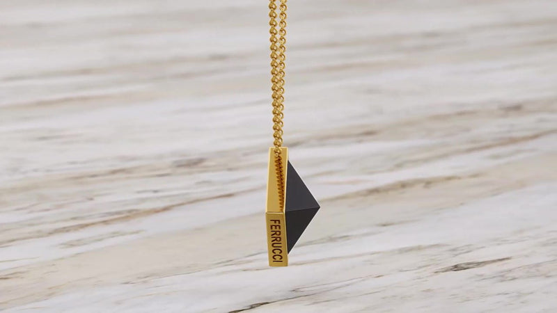 Black Onyx Pyramid Necklace Pendant 18 Karat Yellow Gold - FERRUCCI & CO. Jewelry