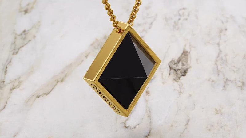 Black Onyx Pyramid Necklace Pendant 18 Karat Yellow Gold - FERRUCCI & CO. Jewelry