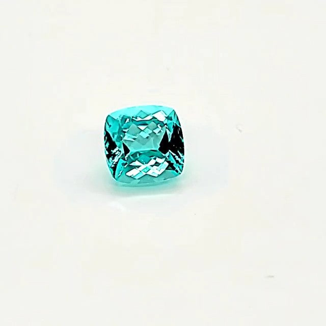 3.78ct Paraiba Tourmaline Neon Color Cushion Cut