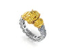 GIA 6.18 Carat Oval Yellow Intense Diamonds 18 Karat Shank Platinum 950 Ring
