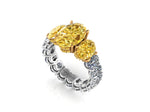 GIA 6.18 Carat Oval Yellow Intense Diamonds 18 Karat Shank Platinum 950 Ring