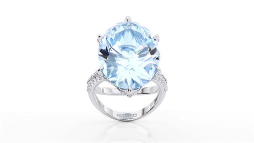13.04 Carat Oval Aquamarine 0.78 Carat White Diamonds 18 Karat White Gold - FERRUCCI & CO. Jewelry