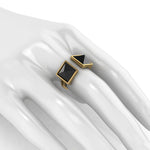 Black Onyx Double Pyramids Open Ring 18 Karat Yellow Gold Ring - FERRUCCI & CO. Jewelry