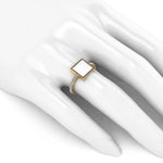 White Agate Pyramid White Diamonds 18 Karat Yellow Gold Ring - FERRUCCI & CO. Jewelry