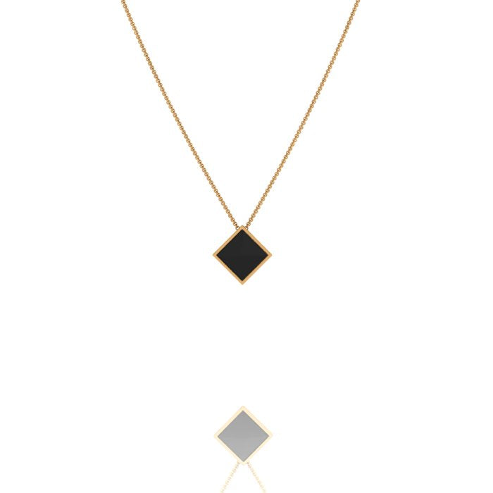Black Onyx Pyramid Necklace Pendant 18 Karat Yellow Gold - FERRUCCI & CO. Jewelry