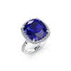 GIA Certified 9.23 carat Cushion Cut Tanzanite Emeralds Lotus Flower 18 Karat Rose Gold Ring