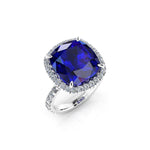GIA Certified 9.23 carat Cushion Cut Tanzanite Emeralds Lotus Flower 18 Karat Rose Gold Ring