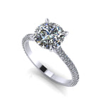 GIA Certified 2.00 carat Diamond ring Triple diamond pave' on the shank 18k white gold - FERRUCCI & CO. Jewelry