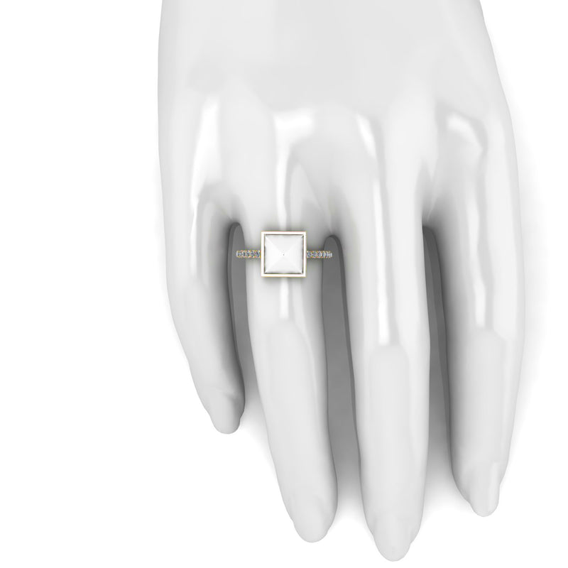 White Agate Pyramid white Diamonds 18 Karat Yellow Gold Ring - FERRUCCI & CO. Jewelry