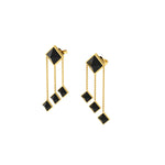 Ferrucci Black Onyx Pyramids Dangling 18 Karat Yellow Gold dangling Earrings - FERRUCCI & CO. Jewelry