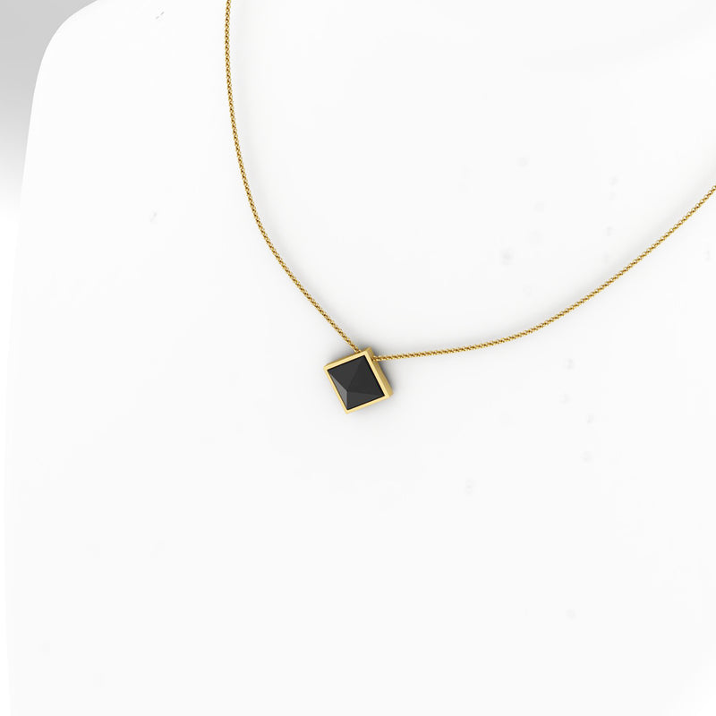Black Onyx Pyramid Necklace Pendant 18 Karat Yellow Gold - FERRUCCI & CO. Jewelry