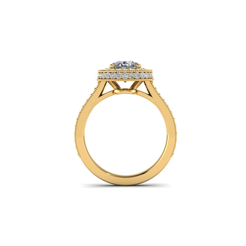GIA Certified 1.60 Carat Oval Diamond Halo 18k yellow gold Engagement Ring - FERRUCCI & CO. Jewelry