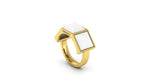 Ferrucci White Agate Three Pyramids 18k Yellow Gold Ring - FERRUCCI & CO. Jewelry