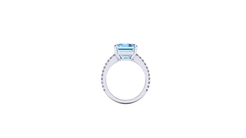 6.21 Carat Emerald Aquamarine Pave Diamond Platinum Cocktail Ring