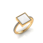 White Agate Pyramid white Diamonds 18 Karat Yellow Gold Ring - FERRUCCI & CO. Jewelry
