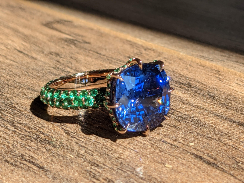Sapphire & Emeralds 18k Rose Gold Eternity Ring
