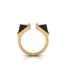 Black Onyx Double Pyramids Open Ring 18 Karat Yellow Gold Ring - FERRUCCI & CO. Jewelry