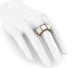Ferrucci White Agate Three Pyramids 18k Yellow Gold Ring - FERRUCCI & CO. Jewelry
