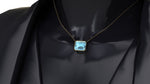 10.39 Carat Emerald cut Aquamarine in 18K Gold thin bezel Necklace Pendant