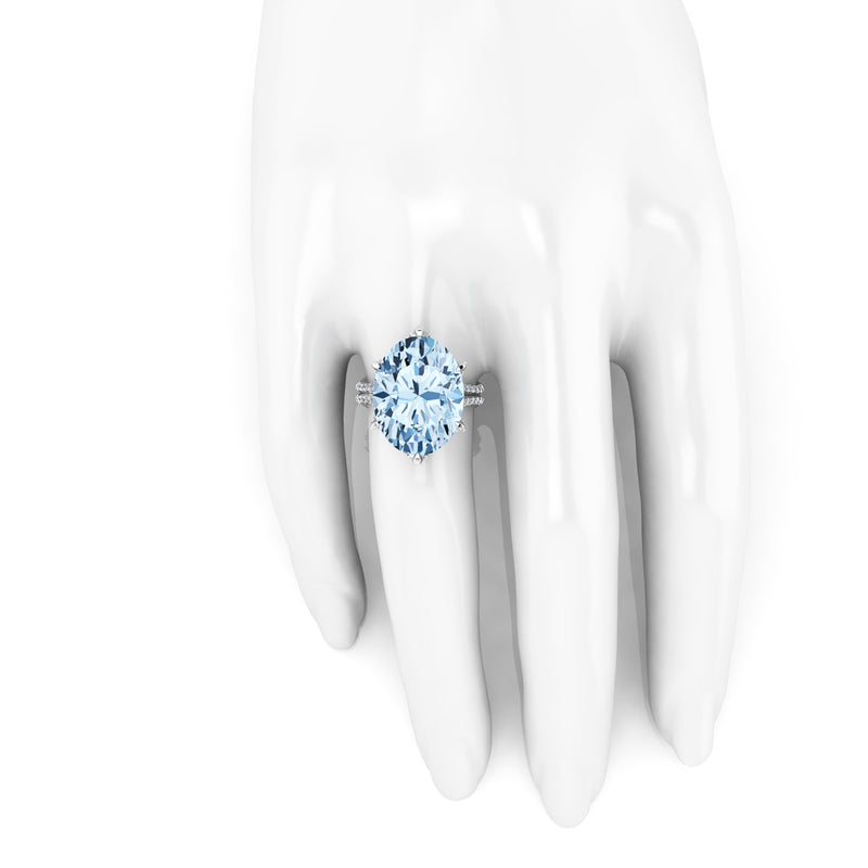 13.04 Carat Oval Aquamarine 0.78 Carat White Diamonds 18 Karat White Gold - FERRUCCI & CO. Jewelry
