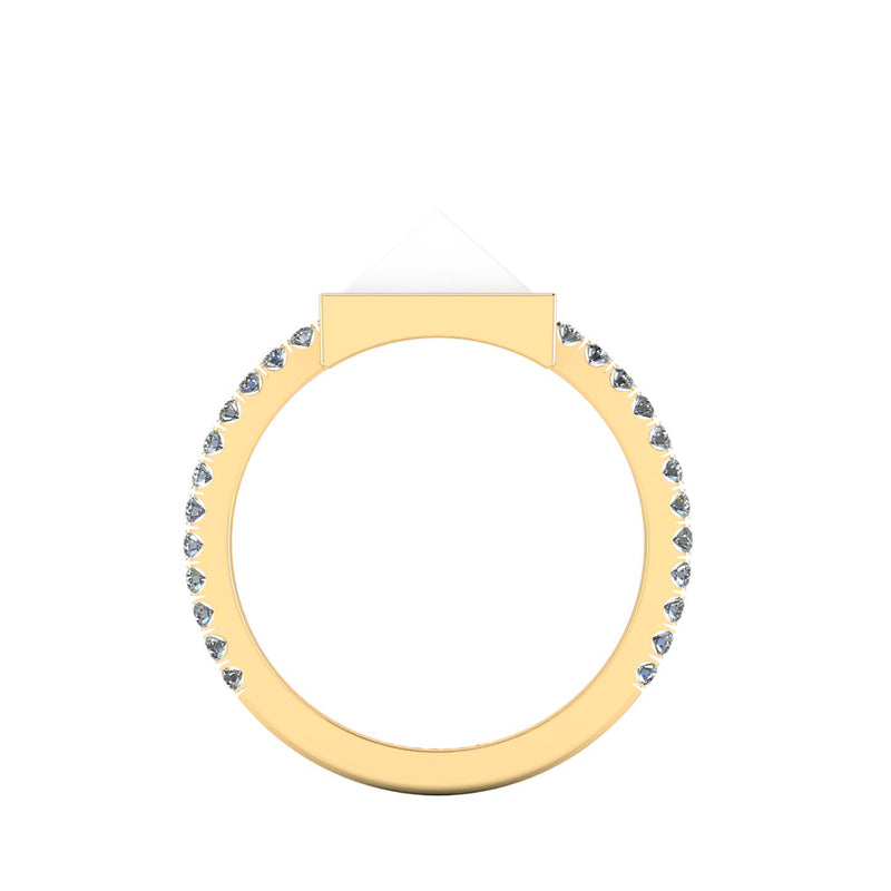 White Agate Pyramid white Diamonds 18 Karat Yellow Gold Ring - FERRUCCI & CO. Jewelry