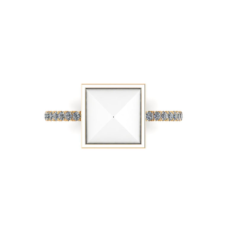 White Agate Pyramid white Diamonds 18 Karat Yellow Gold Ring - FERRUCCI & CO. Jewelry