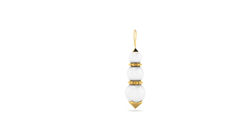 White Agate Pyramid earrings 18k Yellow Gold - FERRUCCI & CO. Jewelry
