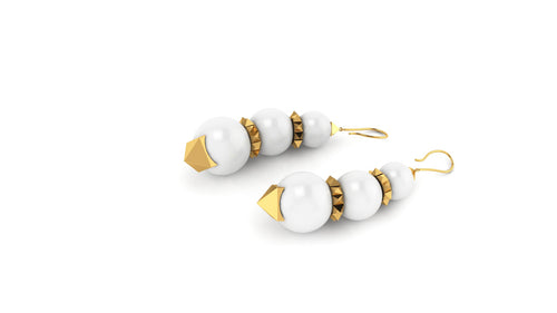 White Agate Pyramid earrings 18k Yellow Gold - FERRUCCI & CO. Jewelry